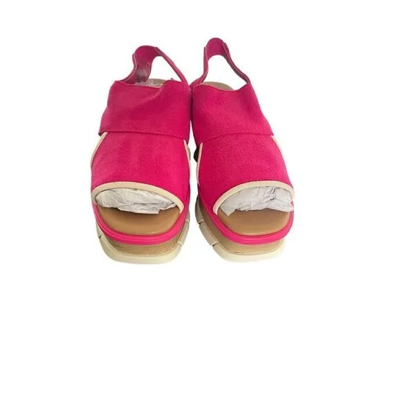 NWOB Sorel Joannie lll Slingback Fizz Chalk Fuschia Wedge Sandals Size 6.5