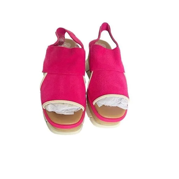 NWOB Sorel Joannie lll Slingback Fizz Chalk Fuschia Wedge Sandals Size 6.5