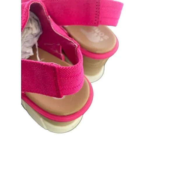 NWOB Sorel Joannie lll Slingback Fizz Chalk Fuschia Wedge Sandals Size 6.5