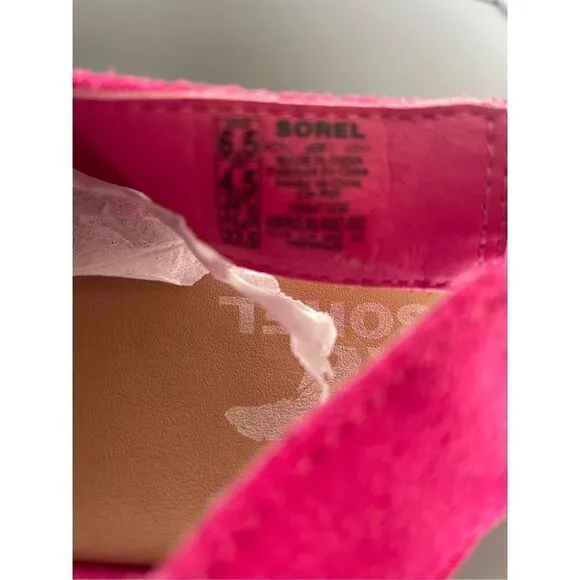NWOB Sorel Joannie lll Slingback Fizz Chalk Fuschia Wedge Sandals Size 6.5