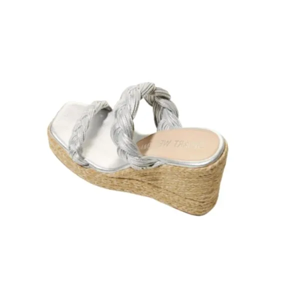 NWOB Stuart Weitzman Braida Espadrille Wedge Sandals Womens 11 Metallic Silver