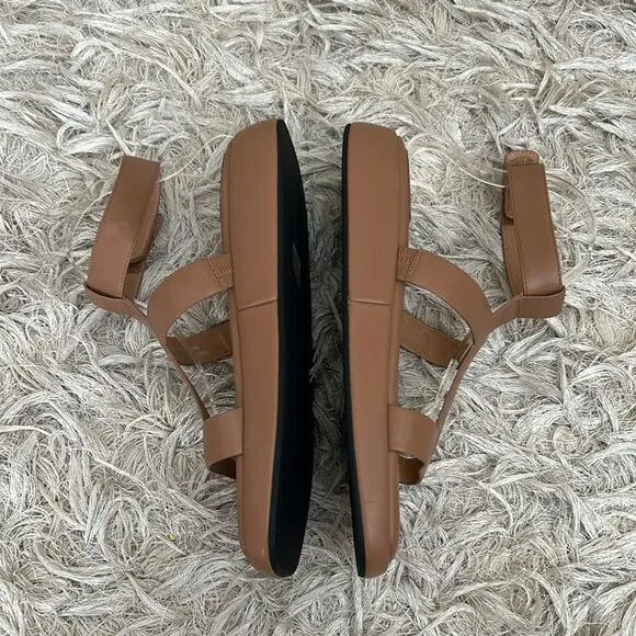 NWOB Jeffrey Campbell Devis Leather Platform Sandals in Dark Natural/Tan Size 9
