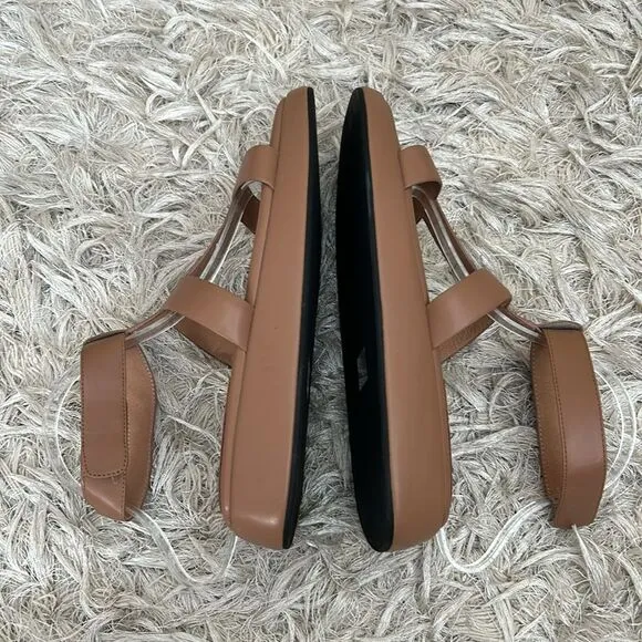 NWOB Jeffrey Campbell Devis Leather Platform Sandals in Dark Natural/Tan Size 9