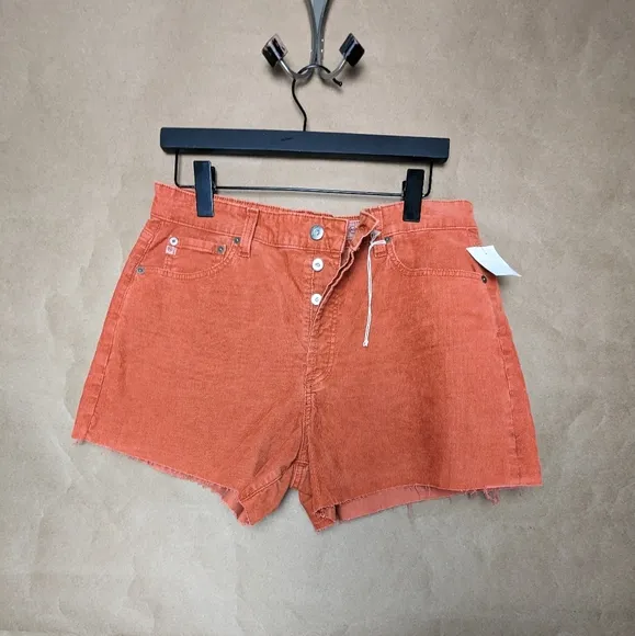 NWOT AG Adriano Goldschmied Alexxis High Rise Corduroy Shorts - Cinnamon
