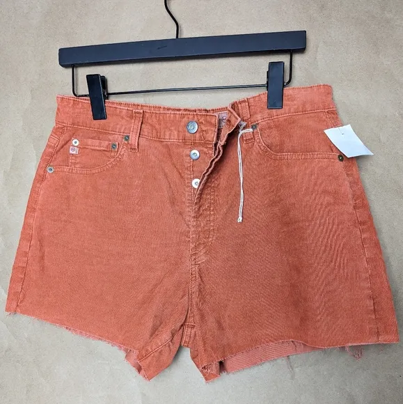 NWOT AG Adriano Goldschmied Alexxis High Rise Corduroy Shorts - Cinnamon