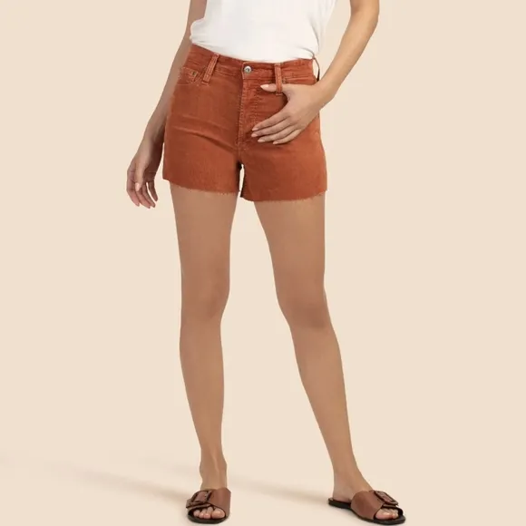 NWOT AG Adriano Goldschmied Alexxis High Rise Corduroy Shorts - Cinnamon