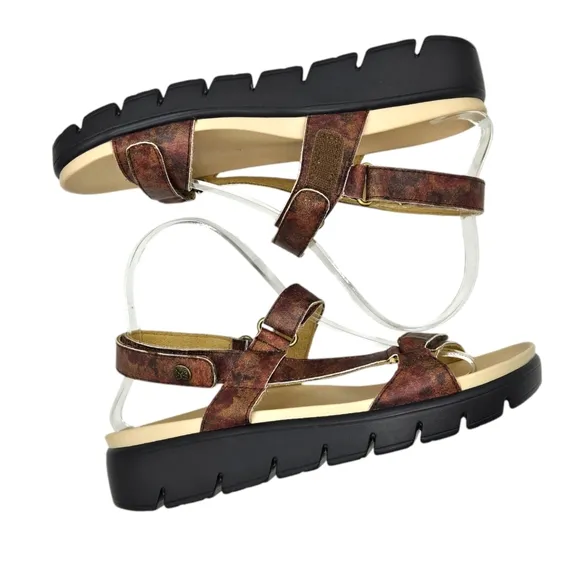 NWOT Alegria Adjustable Backstrap Sandals Henna Cognac &amp; Roses Size 8-8.5