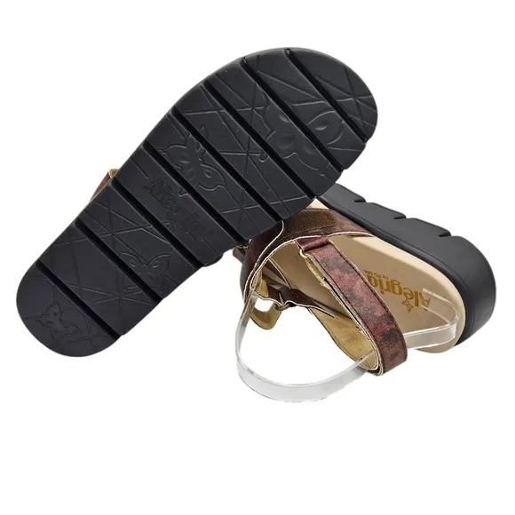 NWOT Alegria Adjustable Backstrap Sandals Henna Cognac &amp; Roses Size 8-8.5