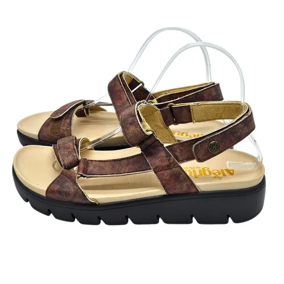 NWOT Alegria Adjustable Backstrap Sandals Henna Cognac &amp; Roses Size 8-8.5