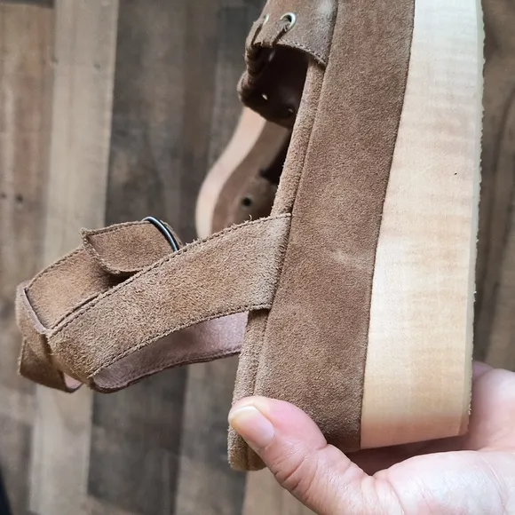 NWOT All Saints Yuki Tan Leather Wooden Platform Boho Sandals Sz EU 40 US 9 Wom