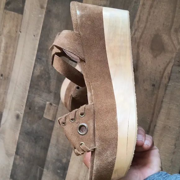 NWOT All Saints Yuki Tan Leather Wooden Platform Boho Sandals Sz EU 40 US 9 Wom