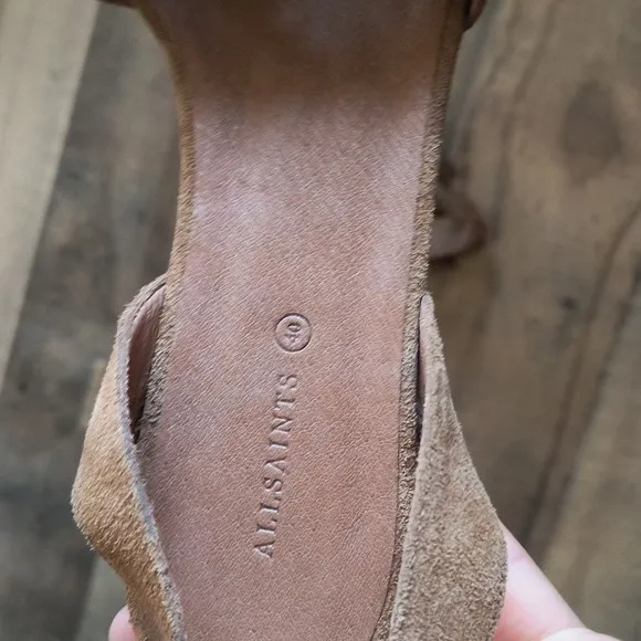 NWOT All Saints Yuki Tan Leather Wooden Platform Boho Sandals Sz EU 40 US 9 Wom