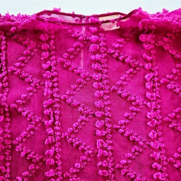 NWOT Anthropologie Maeve Blythe Textured Flocked Cap Sleeve Pink Maxi Dress MP