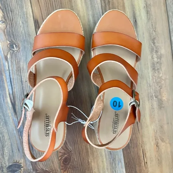 NWOT Anthropologie Seychelles Womens Faux Leather Strappy Cork Platform sandals