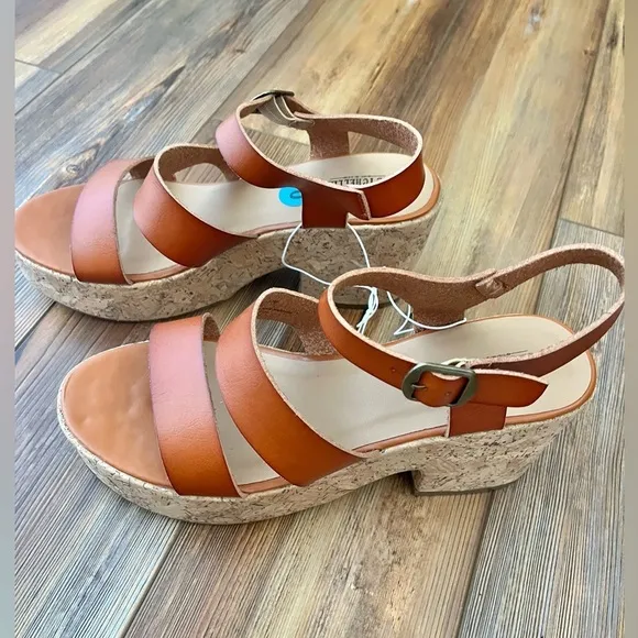 NWOT Anthropologie Seychelles Womens Faux Leather Strappy Cork Platform sandals