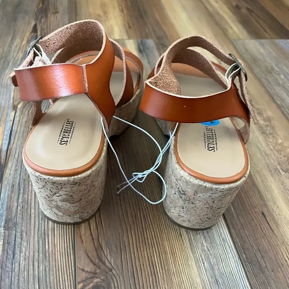 NWOT Anthropologie Seychelles Womens Faux Leather Strappy Cork Platform sandals