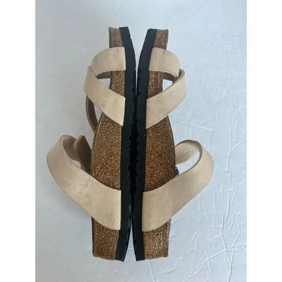 NWOT Birkenstock Mayari Ecru Nubuck Leather Tan/Brown Sandals Sz 5-5.5 EU 36