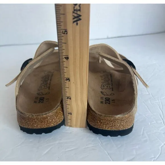 NWOT Birkenstock Mayari Ecru Nubuck Leather Tan/Brown Sandals Sz 5-5.5 EU 36