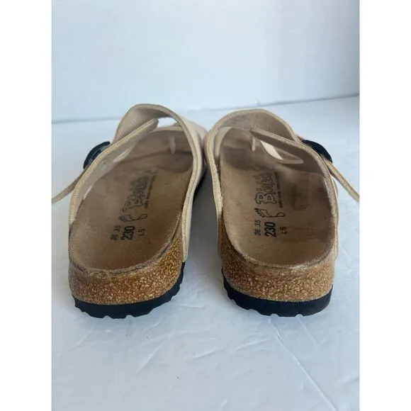 NWOT Birkenstock Mayari Ecru Nubuck Leather Tan/Brown Sandals Sz 5-5.5 EU 36