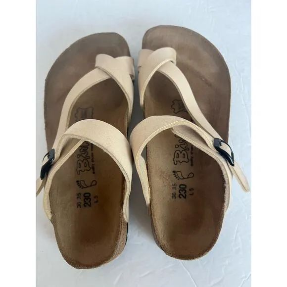 NWOT Birkenstock Mayari Ecru Nubuck Leather Tan/Brown Sandals Sz 5-5.5 EU 36