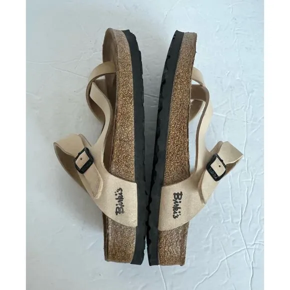NWOT Birkenstock Mayari Ecru Nubuck Leather Tan/Brown Sandals Sz 5-5.5 EU 36