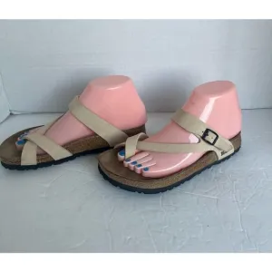 NWOT Birkenstock Mayari Ecru Nubuck Leather Tan/Brown Sandals Sz 5-5.5 EU 36