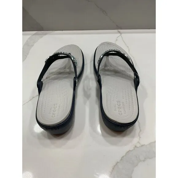 NWOT Crocs Sanrah Diamonte Wedge Sandals Size 8