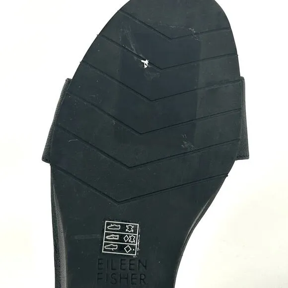 NWOT Eileen Fisher Mara Leather Sandals 5 Black Wedge Women's