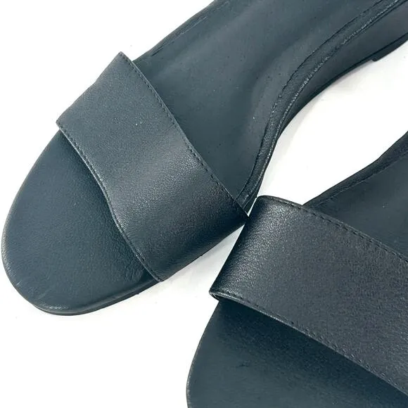 NWOT Eileen Fisher Mara Leather Sandals 5 Black Wedge Women's