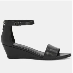 NWOT Eileen Fisher Mara Leather Sandals 5 Black Wedge Women's