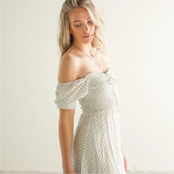 NWOT FAITHFULL THE BRAND Dulcia Smocked Bodice Mini Dress Size 4