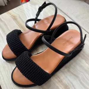 NWOT FARM RIO Black Wedge Espadrille Sandals Size: 81.75” heel