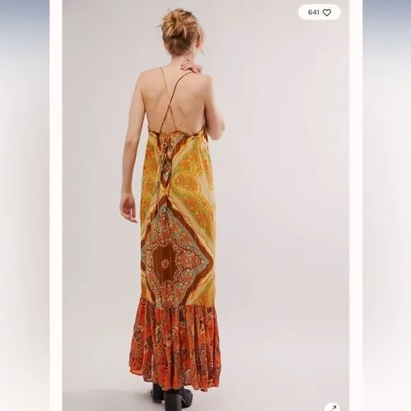 NWOT Free People Mojave Mermaid Metallic Maxi Slip Dress