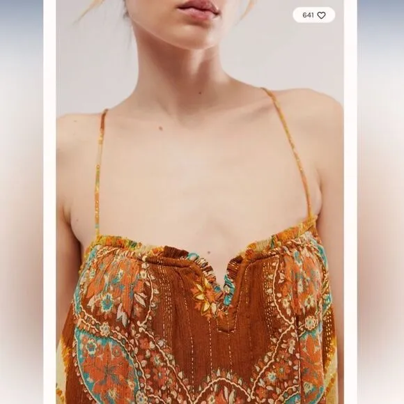 NWOT Free People Mojave Mermaid Metallic Maxi Slip Dress