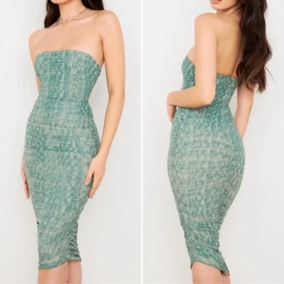 NWOT House of CB Sasha Strapless Dress Ivy Green Size XS