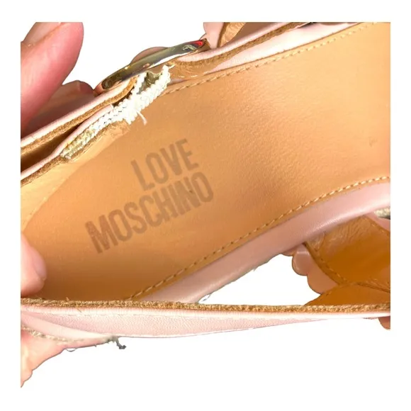 NWOT Love Moschino Wedge Espadrille Sandals Petal Punk Size 8