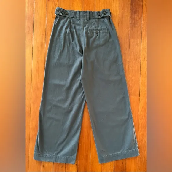 NWOT Madewell Button-Tab Wide-Legs Pants - 0 - Dark Gray-Green