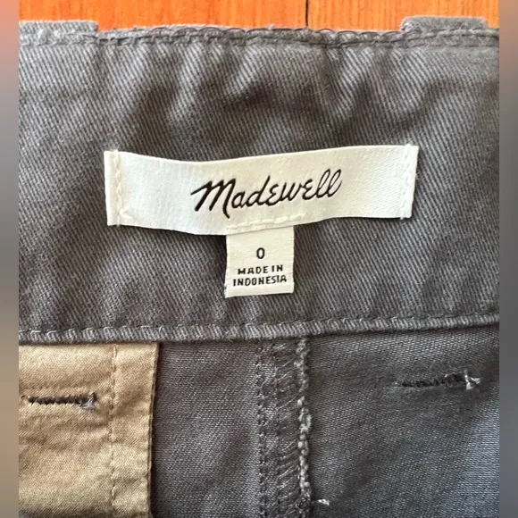 NWOT Madewell Button-Tab Wide-Legs Pants - 0 - Dark Gray-Green