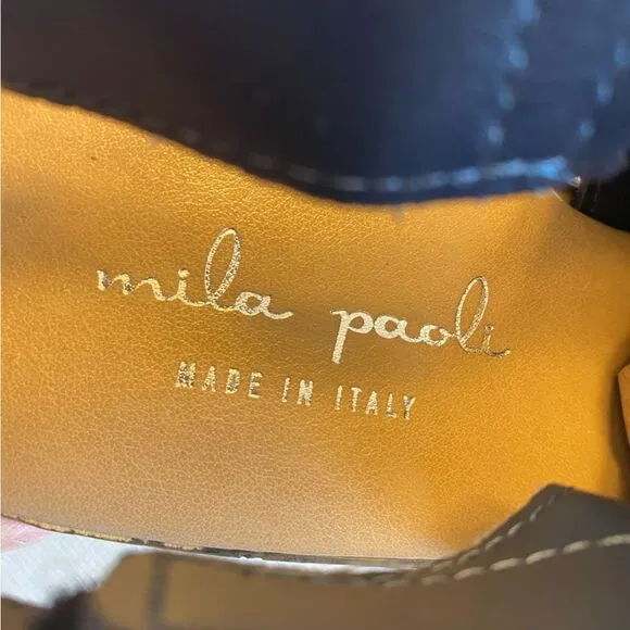 NWOT Mila Paoli made in Italy blue suede wedge sandals size 9