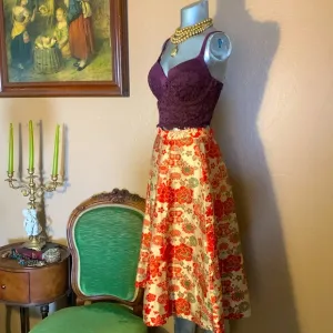 NWOT NORTHERN Anthropologie Jaquard Floral Midi Sirt.  Sz S