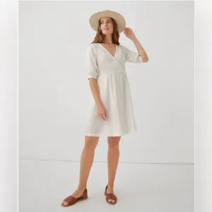 NWOT Pact 100% Organic Cotton Coastal Double Gauze Crossover Dress SZ XXXL