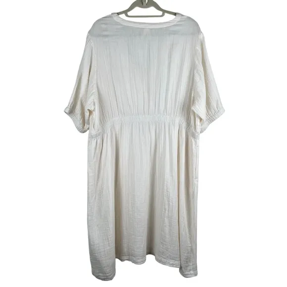 NWOT Pact 100% Organic Cotton Coastal Double Gauze Crossover Dress SZ XXXL