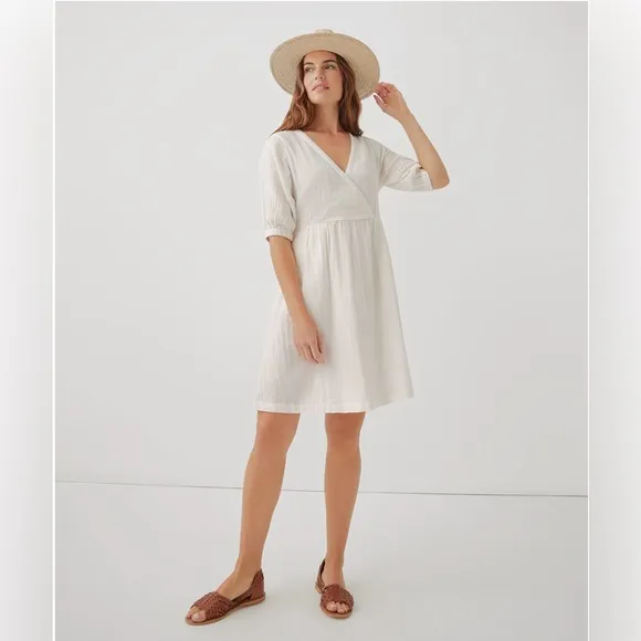 NWOT Pact 100% Organic Cotton Coastal Double Gauze Crossover Dress SZ XXXL