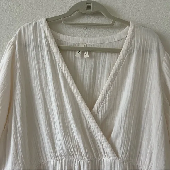 NWOT Pact 100% Organic Cotton Coastal Double Gauze Crossover Dress SZ XXXL