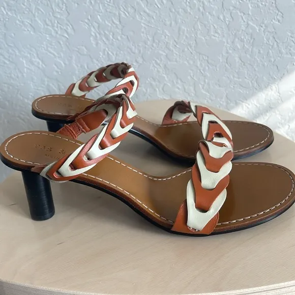 NWOT RAG &amp; BONE NWOB Infinity Mid Heel Camel Size 6 39 Leather Sandal Boho Chic