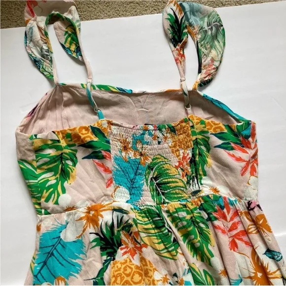 NWOT Skies Are Blue Elliot Pink Tropical  Botanical Floral Print Maxi Dress M