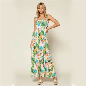 NWOT Skies Are Blue Elliot Pink Tropical  Botanical Floral Print Maxi Dress M