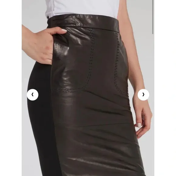 NWT $1055 Robert Cavalli Black Leather Panel Pencil Skirt Italian Size 40 U.S. 4