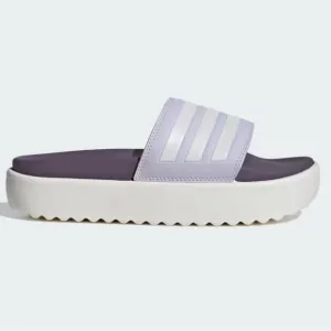 NWT Adidas ADILETTE PLATFORM SLIDES In Silver Dawn / Zero Metalic Shadow Violet