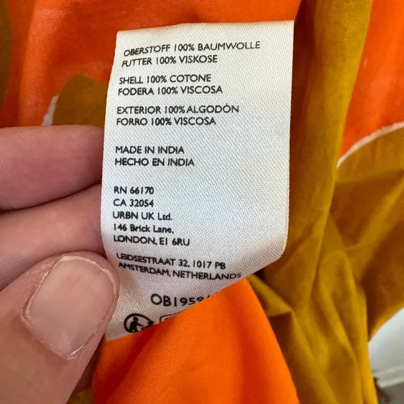 NWT Anthropologie Babydoll Midi Dress Coral Orange Lime Brown Size S Small